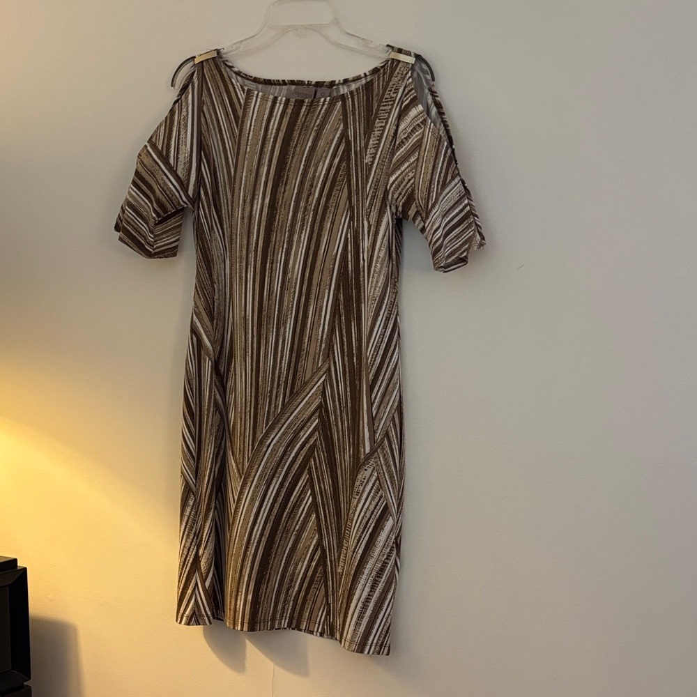 Elegant Brown Striped Dress